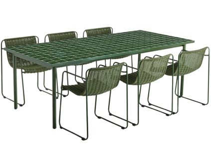 Zelený zahradní set šesti židlí a stolu Kave Home Maurina