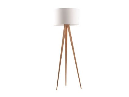 Přírodní stojací lampa ZUIVER TRIPOD s bílým stínidlem