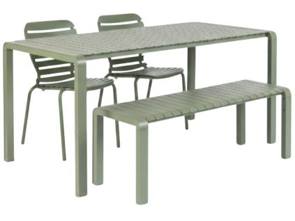 Zelený zahradní set stolu, židlí a lavice VONDEL
