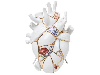 Bílá porcelánová váza Love in Bloom Kintsugi 25 cm