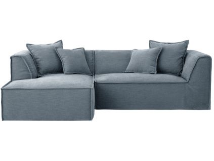 Modrá čalouněná rohová pohovka MICADONI Milton 270 cm, levá