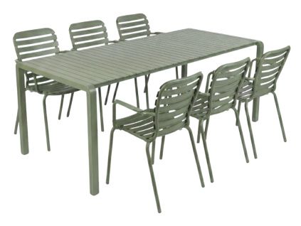 Zelený zahradní set šesti křesel a stolu VONDEL