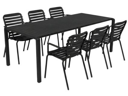 Černý zahradní set šesti křesel a stolu VONDEL