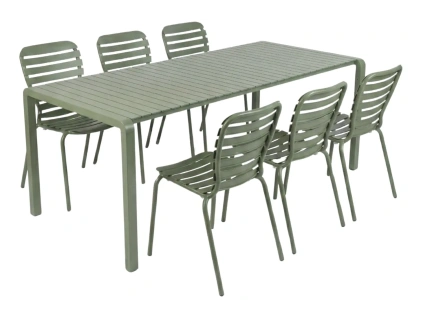 Zelený zahradní set stolu a šesti židlí VONDEL