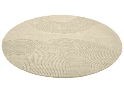 Krémově bílý vlněný kulatý koberec Zen 200 cm