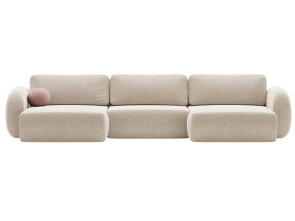 Tmavě béžová čalouněná rozkládací pohovka do u Kora 362 cm
