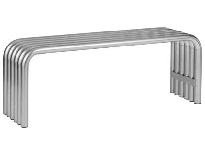 Stříbrná kovová zahradní lavice Nokk 114 cm