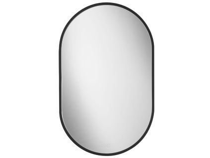 Černé závěsné zrcadlo s LED osvětlením Nova Luce Zelva 80 x 50 cm