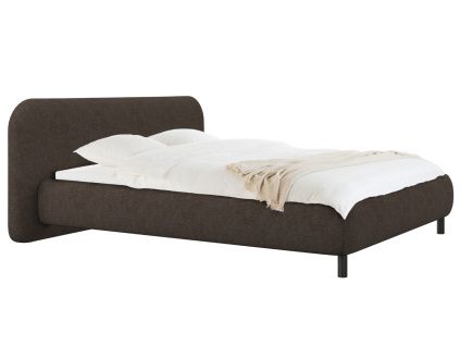 Hnědá bouclé dvoulůžková postel Mumo 180 x 200 cm s úložným prostorem
