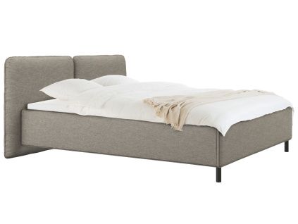 Hnědá čalouněná dvoulůžková postel Melu 160 x 200 cm s úložným prostorem