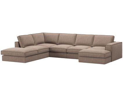 Hnědá čalouněná rohová pohovka do "U" MICADONI Pola 362 cm, levá