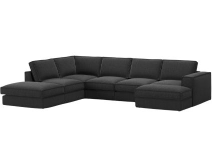 Černá čalouněná rohová pohovka do "U" MICADONI Pola 362 cm, levá