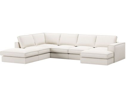 Bílá čalouněná rohová pohovka do "U" MICADONI Pola 362 cm, levá