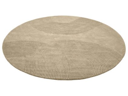 Béžový vlněný kulatý koberec Zen 250 cm