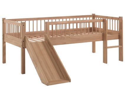 Dubová dětská postel se skluzavkou Vipack Forrest 90 x 200 cm