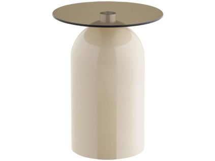 Béžový skleněný odkládací stolek Avello ø 40 cm