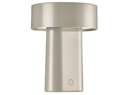 Béžovošedá plastová nabíjecí stolní LED lampa Oblong