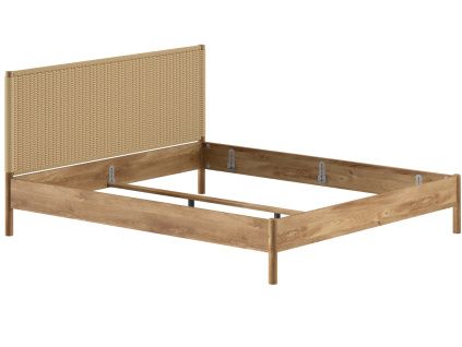 Dubová postel Vipack Olive 180 x 200 cm s vyplétaným čelem