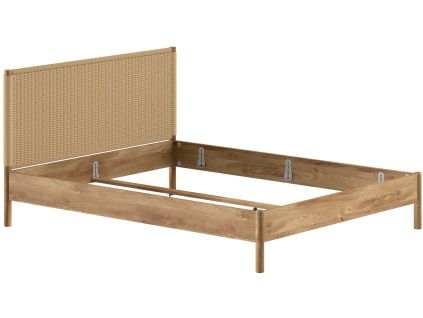 Dubová postel Vipack Olive 160 x 200 cm s vyplétaným čelem