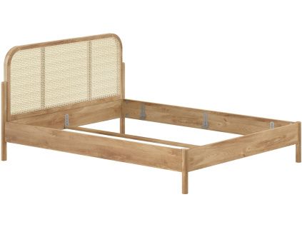 Dubová postel Vipack Olive 160 x 200 cm s ratanovým čelem
