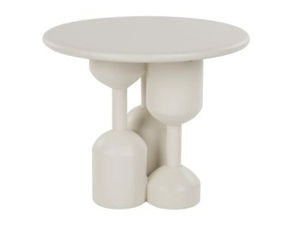 Béžový lakovaný odkládací stolek Dec ø 55 cm