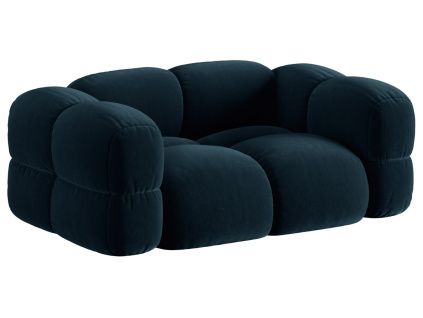 Tmavě modrá sametová dvoumístná pohovka Cosmopolitan Design Loretto 180 cm