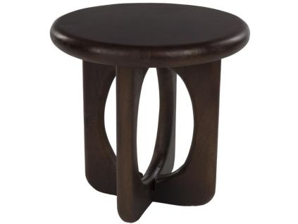 Hnědý dřevěný odkládací stolek Jani ø 40 cm