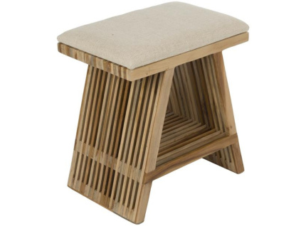 Dřevěná stolička Djia 40 cm s béžovým sedákem