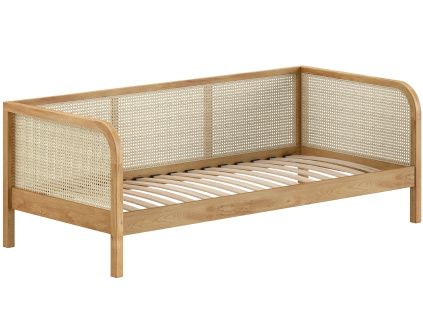 Dobová postel Vipack Olive 90 x 200 cm s ratanovou zábranou