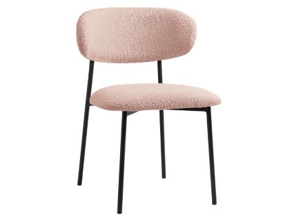 Světle růžová bouclé jídelní židle Micadoni Nina
