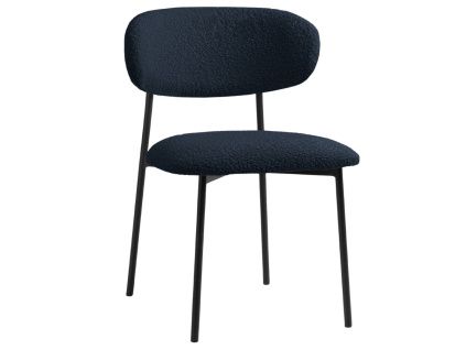 Tmavě modrá bouclé jídelní židle Micadoni Nina