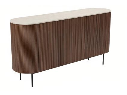 Ořechová komoda Miotto Tracino 160 x 40 cm s dekorem travertinu