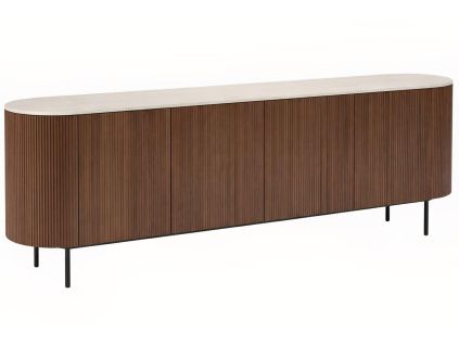 Ořechová komoda Miotto Tracino 200 x 40 cm s dekorem travertinu
