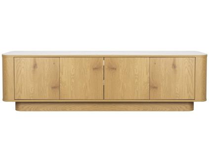 Dřevěná komoda ALMIRA 180 x 40 cm s mramorovým dekorem