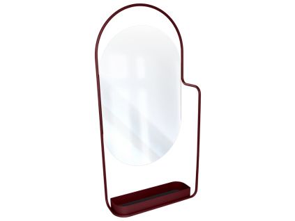 Třešňově červené kovové závěsné zrcadlo Fermob Itac 80 x 38 cm