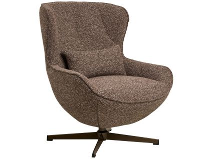 Hnědé čalouněné otočné lounge křeslo Glen