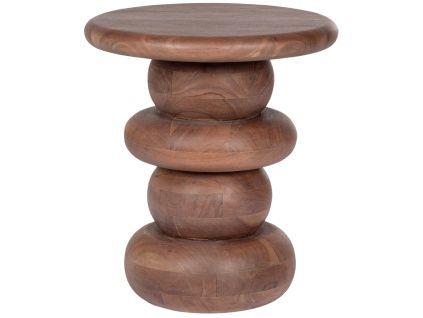 Hnědý dřevěný odkládací stolek Bizzotto Lopez Ø40 cm