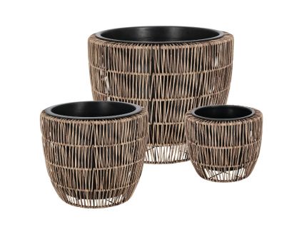Set tří zahradních květináčů z umělého ratanu Bizzotto Ayun Ø24/33/44 cm