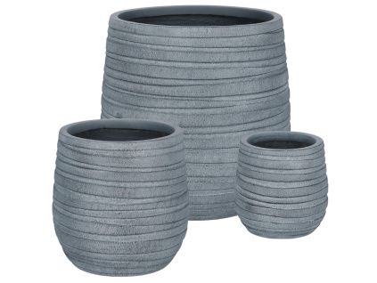 Šedý set tří keramických zahradních květináčů Bizzotto Strips Ø22/32/44 cm