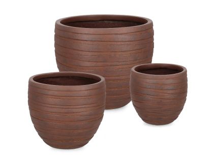 Set tří keramických zahradních květináčů Strips Ø27/36/46 cm