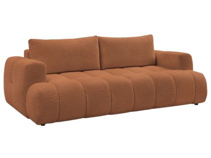 Terakotově oranžová bouclé rozkládací pohovka Fuji 251 cm
