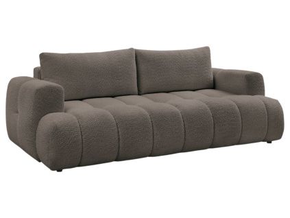 Hnědá bouclé rozkládací pohovka Fuji 251 cm