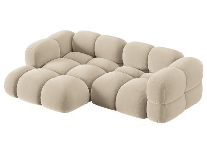 Světle béžová sametová rohová pohovka Cosmopolitan Design Loretto 250 cm, levá