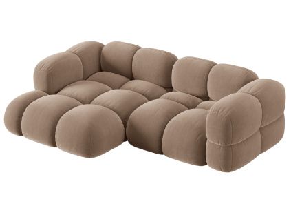 Tmavě béžová sametová rohová pohovka Cosmopolitan Design Loretto 250 cm, levá