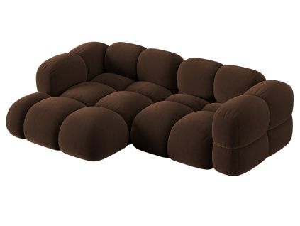 Hnědá sametová rohová pohovka Cosmopolitan Design Loretto 250 cm, levá