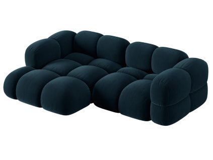 Tmavě modrá sametová rohová pohovka Cosmopolitan Design Loretto 250 cm, levá