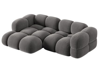 Šedá sametová rohová pohovka Cosmopolitan Design Loretto 250 cm, levá