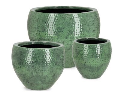 Zelený set tří kovových zahradních květináčů Bizzotto Nirad Ø39/53/70 cm