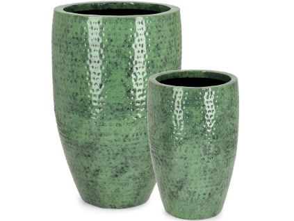 Zelený set dvou kovových zahradních květináčů Bizzotto Nirad Ø32/45 cm