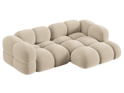 Světle béžová sametová rohová pohovka Cosmopolitan Design Loretto 250 cm, pravá
